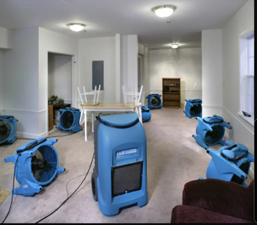 Air movers and dehumidifier setup for Water Damage Restoration in Niceville